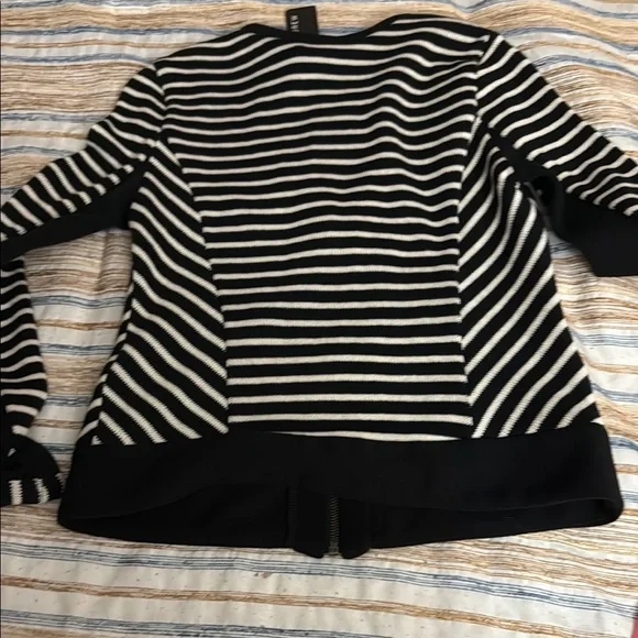 BNWT! Retail $225! DREW Black and IVORY Striped Knit BLASER TYPE